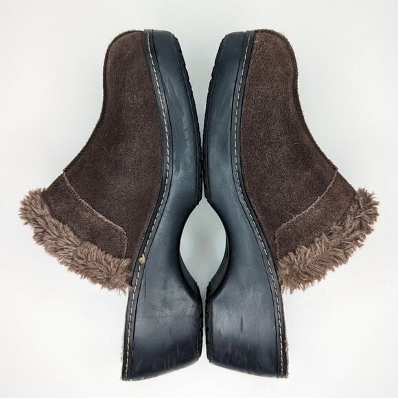 CROCS suede leather mules clogs suede fur lined women's size 11 - Picture 7 of 10